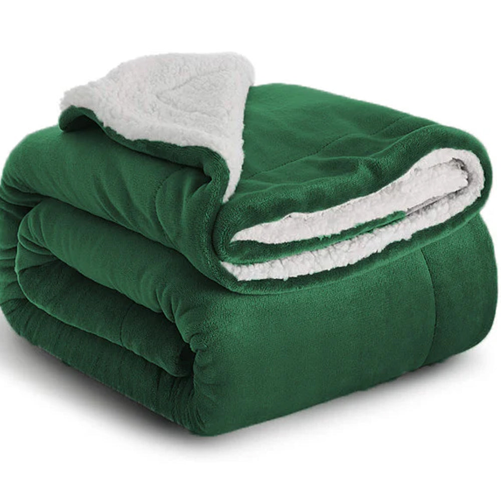Sherpa Fleece Blanket - Double (220 x 230 cm) - Green